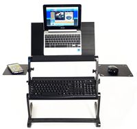 LapWorks Wizard Standing Desk for Your Desktop or Table with Keyboard Tray, Stabilizer Bar, Max Mouse Pad, Regular Mouse Pad and More - Super Strong but Lightweight Aluminum Design