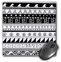 3Drose LLC 8 X 8 X 0.25 Inches Mouse Pad, Black and White Tribal Pattern, Modern Abstract Aztec Patterns, Stylish Contemporary Shapes Rows (Mp_113132_1)