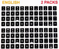 [2 Packs] Replacement Keyboard Stickers on Non Transparent Black Background for Any PC and Laptop (ENG)