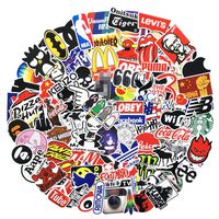 100 Pcs Fashion Brand Stickers for Laptop Stickers Motorcycle Bicycle Skateboard Luggage Decal Graffiti Patches Stickers for [No-Duplicate Sticker Pack] （logo）