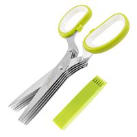 Jenaluca Herb Scissors with 5 Blades and Cover - Cool Kitchen Gadgets - Cutter, Chopper and Mincer - Sharp Heavy Duty Shears for Cutting, Shredding and Cooking Fresh Garden Herbs