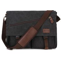 Messenger Bag For Men,Water Resistant Unisex Canvas Shoulder Bag Fits 14 Inch Laptop School Satchel Book Bag for Work and College