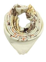 YOUR SMILE Silk Like Scarf Women's Fashion Pattern Large Square Satin Headscarf,Beige