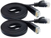 AAOTOKK Cat6 Network Cable,Black Flat RJ45 Male Ethernet Patch Internet LAN Wire Cable for Modem, Router, PC, Mac, Laptop, PS2, PS3, PS4, Xbox, and Xbox 360 Black(1M/3ft-2 Pack)