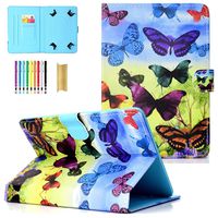 LittleMax 8 Inch Case, Lightweight Flip Folio Protective Cover PU Leather with Pencil Holder for All 8 Inch Pad or Phone - Colorful Butterfly