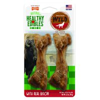 Nylabone NEB202TPP Healthy Edibles Wild Bison Dog Treats | All Natural Grain Free Dog Treats Made In the USA Only | Small and Large Dog Chew Treats | 2 Count, Medium: Up to 35 Lbs