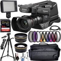 Panasonic HC-MDH3 AVCHD Shoulder Mount Camcorder with LCD Touchscreen & LED Light - PAL with Professional Accessory Bundle - Includes: SanDisk Extreme PRO 64GB SDXC Memory Card, Tripod & More
