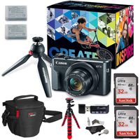 Canon PowerShot G7 X Mark II Video Creator Kit, SanDisk 32GB Memory Card, 12" Flexible Tripod, Camera Bag, Cleaning Kit, Card Reader and Accessory Bundle