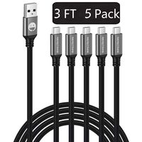 USB Type C Cable 5-Pack 3FT,SMALLElectric Nylon Braided USB Type A to C Fast Charger Cords for Samsung Galaxy Note 9 8,S8 S9 S10 Plus S10e,Google Pixel,Nintendo Switch,Nexus,LG V30 V20 G6 5,(Black)