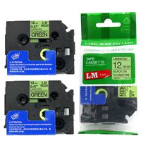 LM Tapes - 2/Pack Premium 1/2" Black Print on Bright Green Label Compatible with P-Touch TZe-D31 Tape and Comes with a Great Tape Color/Size Guide for Easy reordering.