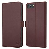 iPhone 8 Plus 7 Plus 6 Plus case ZOVER Genuine Leather Wallet Case with RFID Blocking Kickstand Feature Card Bison Fone Slots ID Holders and Magnetic Clasps Gift Box Dark Brown (Undetachable Version)