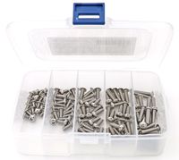 iExcell 100 Pcs #8-32 x 1/4" 3/8" 1/2" 5/8" 3/4" Stainless Steel 304 Hex Socket Button Head Cap Screws Assortment