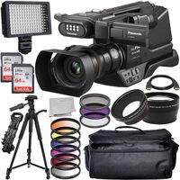 Panasonic HC-MDH3 AVCHD Shoulder Mount Camcorder with LCD Touchscreen & LED Light Elite Bundle Includes: 2X SanDisk Ultra 64GB Memory Cards, 160 LED Video Light, 3PC Filter Kit, and Much More