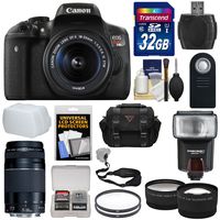 Canon EOS Rebel T6i Wi-Fi Digital SLR Camera & 18-55mm is STM & 75-300mm III Lens with 32GB Card + Case + Filters + Flash + Tele/Wide Lens Kit
