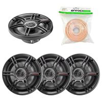 Car Speaker Package of 2 Pairs of Crunch CS65CXS 6-1/2-Inch Full Range 3-Way Shallow Mount Black Car Coaxial Audio Speaker Bundle Combo with Enrock 50 Foot 18 Gauge Speaker Wire