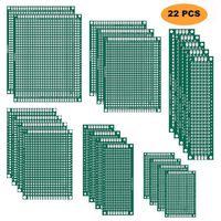 22Pcs Double Sided PCB Board Prototype Boards Kit for DIY Soldering Tinned Through Holes 6 Sizes Universal Printed Circuit Perfboard Compatible with DIY Soldering and Electronic Arduino Project Kits