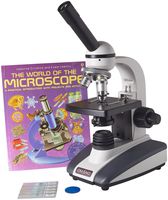 Omano OM136L-XSP1-40x-400x - Premium Monocular - Student Compound Microscope - Professional Condenser - LED Illumination - Illustrated Experiment Book - 5pc Prepared Slides