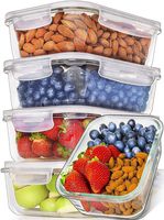 Prep Naturals Glass Meal Prep Containers (5 Pack, 36 Ounce) - Glass Food Storage Containers with Lids - Food Containers Food Prep Containers Glass Storage Containers with Lids Glass Lunch Containers