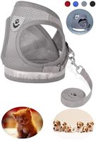 GAUTERF Dog and Cat Universal Harness with Leash Set, Escape Proof Cat Harnesses - Adjustable Reflective Soft Mesh Corduroy Dog Harnesses - Best Pet Supplies (X-Small, Grey)