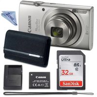 Canon PowerShot ELPH 180 Digital Camera (Silver) with 32GB Memory + CASE + Cloth
