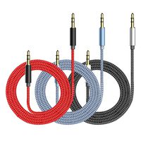 Aux Cord 3Pack 3FT, UMECORE Nylon Braided 3.5mm Aux Cable Male to Male Stereo Auxiliary Audio Cable for iPhone, iPad, Beats, Samsung Galaxy, Sony, Echo Dot, Tablet (Red,Black,Grey)