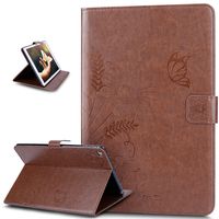 iPad Air 2 Case,iPad 6 Case,ikasus Butterfly Flower Flip PU Leather Flip Wallet Pouch Case with Stand Credit Card ID Holders Case Cover for 2014 Apple iPad Air 2 / Apple iPad 6 Generation,Coffee