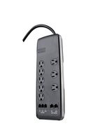 Woods 41619 Surge Protector with Resettable Safety Overload Feature, 8 Outlets, 3540J of Protection, 6 Foot Cord, Black