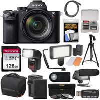Sony Alpha A7R II 4K Wi-Fi Digital Camera & FE 24-70mm f/4.0 ZA Lens with 128GB Card + Battery & Charger + Case + Tripod + Flash + LED Light + Mic Kit