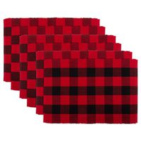 DII Buffalo Check Tabletop Collection, Placemat S/6, Red & Black 6 Piece