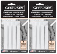 2-Pack - General Pencil Compressed Charcoal Sticks 4/pkg - White - Soft Assorted (GP958-BP)