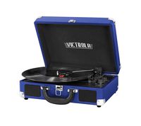 Victrola Vintage 3-Speed Bluetooth Suitcase Turntable with Speakers, Cobalt Blue