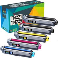 Do it Wiser Compatible Toner Cartridge Replacement for Brother TN221 TN225 to use with Brother HL-3170CDW MFC-9340CDW MFC-9130CW MFC-9330CDW HL-3140CW HL-3180 (2 Black, Cyan, Magenta,Yellow) 5-Pack
