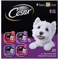 CESAR Soft Wet Dog Food Classic Loaf in Sauce Beef Recipe, Filet Mignon, Grilled Chicken and Porterhouse Steak Variety Pack, (24) 3.5 oz. Easy Peel Trays