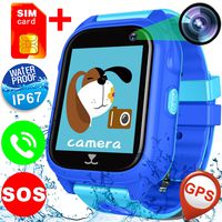 ZOFUNNY Kids Waterproof Smart Phone Watch【Preload SIM Card】for Boys Girls GPS Tracker,SOS Call,Colorful Touch Screen Wristwatch with Alarm,Game,Camera,Voice Chat Smartwatch Travel Birthday Gifts