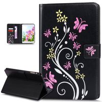 iPad mini Case,ikasus Colorful Embossing Butterfly Flower Premium PU Leather Flip Wallet Pouch Stand Credit Card ID Holders Protective Case Cover for iPad mini/iPad mini 2/ iPad mini 3 (2014),Black