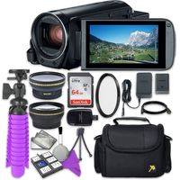 Canon VIXIA HF R80 Camcorder with Sandisk 64 GB SD Memory Card + 2.2X Telephoto Lens + 0.42x Wideangle Lens + Accessory Bundle