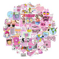 COMKI Cool Vinyls Graffiti Decoration Stickers (100pcs No-Duplicate),Pink Color Series for Girls' Laptops,Books,Desktop,PC,Skateboards,Luggage,Cars,Bumpers,Bikes,Bicycles(Collection_Pink World)
