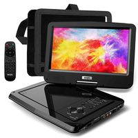 SUNPIN Portable DVD Player 12.5" for Car and Kids, 10.1 inch Eyesight Protective HD Swivel Screen, Stereo Speakers&Dual Earphones Jack, Support Sync TV/USB/SD Card, Car Headrest Mount Case,Black