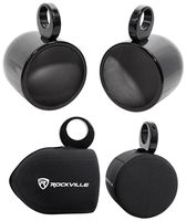 Pair Rockville MAC80B 7.7 Black Aluminum Wakeboard Tower Speaker Pods+Covers