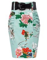 Belle Poque Women's Elegant Retro Floral Printed Pencil Skirt Size S, Floral-6