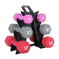 WF Athletic Supply Dumbbell Set with Storage Rack (54 LB Neoprene Dumbbell Set)