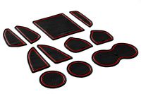 CupHolderHero for Dodge Challenger 2015-2020 Custom Fit Cup Holder, Door, and Center Console Liner Accessories 11-pc Set (Red Trim)