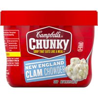 Campbell's Chunky New England Clam Chowder Soup Microwavable Bowl, 15.25 oz. (Pack of 8)