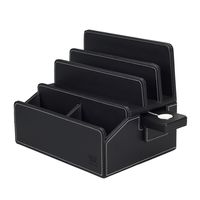 MobileVision Charging Station & Compatible Adapter for Apple Watch Charger, Organize Phones Tablets Tech Gear & Laptops, Executive Stand w/Compartments, Black