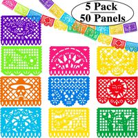 5 Packs Mexican Party Banners Fiesta Plastic Banners Mexican Fiesta Decorations for Party Supplies