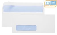 Office Deed 500 #10 Envelopes SELF SEAL Business Envelope Single Window Design, Security Tint Pattern for Secure Mailing, Invoices, Statements & Legal Document, 4-1/8 x 9-1/2 Inches