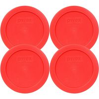 Pyrex 2 Cup Round Storage Cover #7200-pc for Glass Bowls (Pack of 4) - Red Color