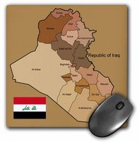 3dRose LLC 8 x 8 x 0.25 Inches Mouse Pad, Political Map of Iraq with Each Province Identified by Name and Iraqi Flag (mp_99121_1)