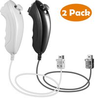 2 Pack iNNEXT Wii Nunchuck Controller Replacement Compatible for Wii Wii U Remote (Black&White)