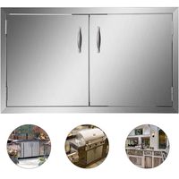 Mophorn Outdoor Kitchen Access Door 34" x 19" Double Wall Construction Stainless Steel Flush Mount for BBQ Island, 34inch x 19inch,